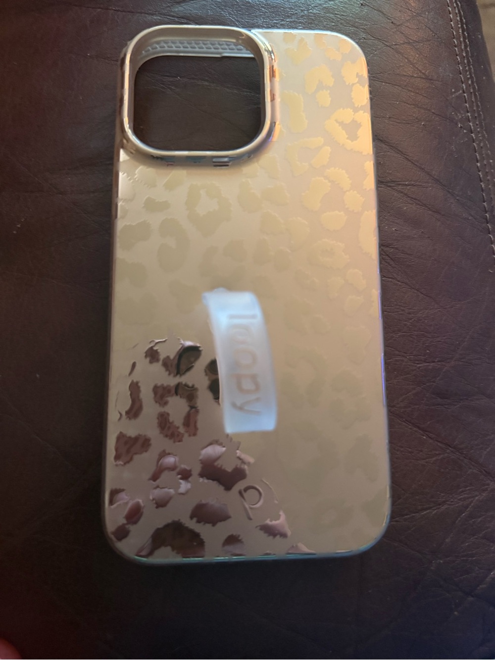 Loopy Case iPhone 15 Pro Max - Gold Leopard w/ Clear & Gold Loop - Excellent!